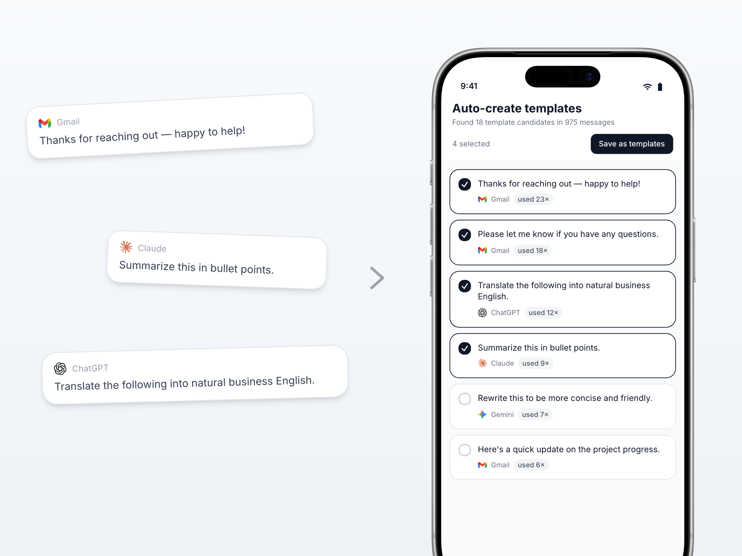 Auto-create templates from your email and chat history